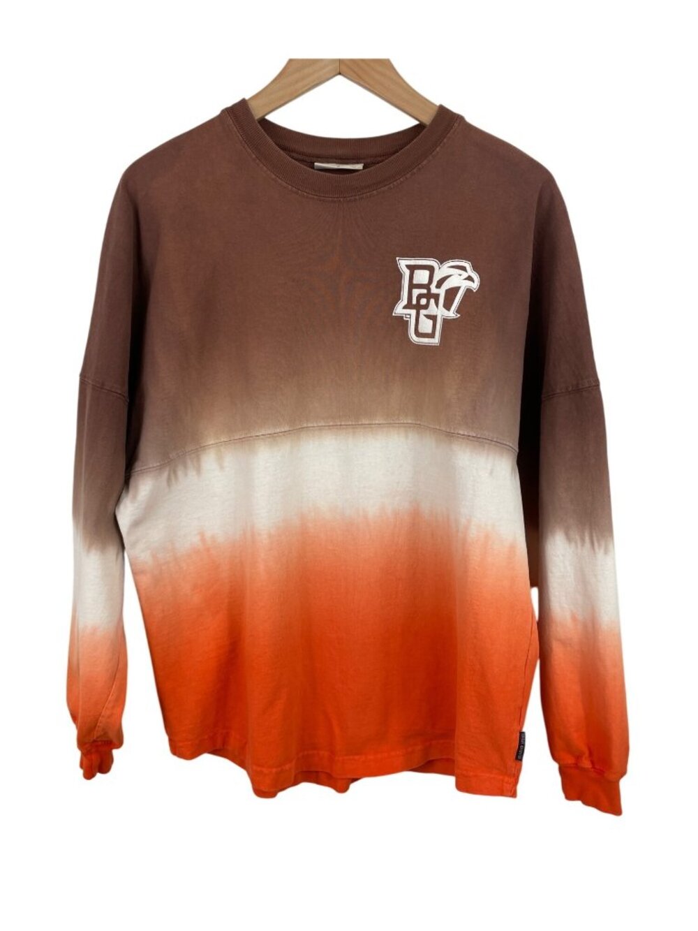 Bowling Green Falcons Spirit Jersey Womens Size S Long Sleeve Dip Dye Crewneck